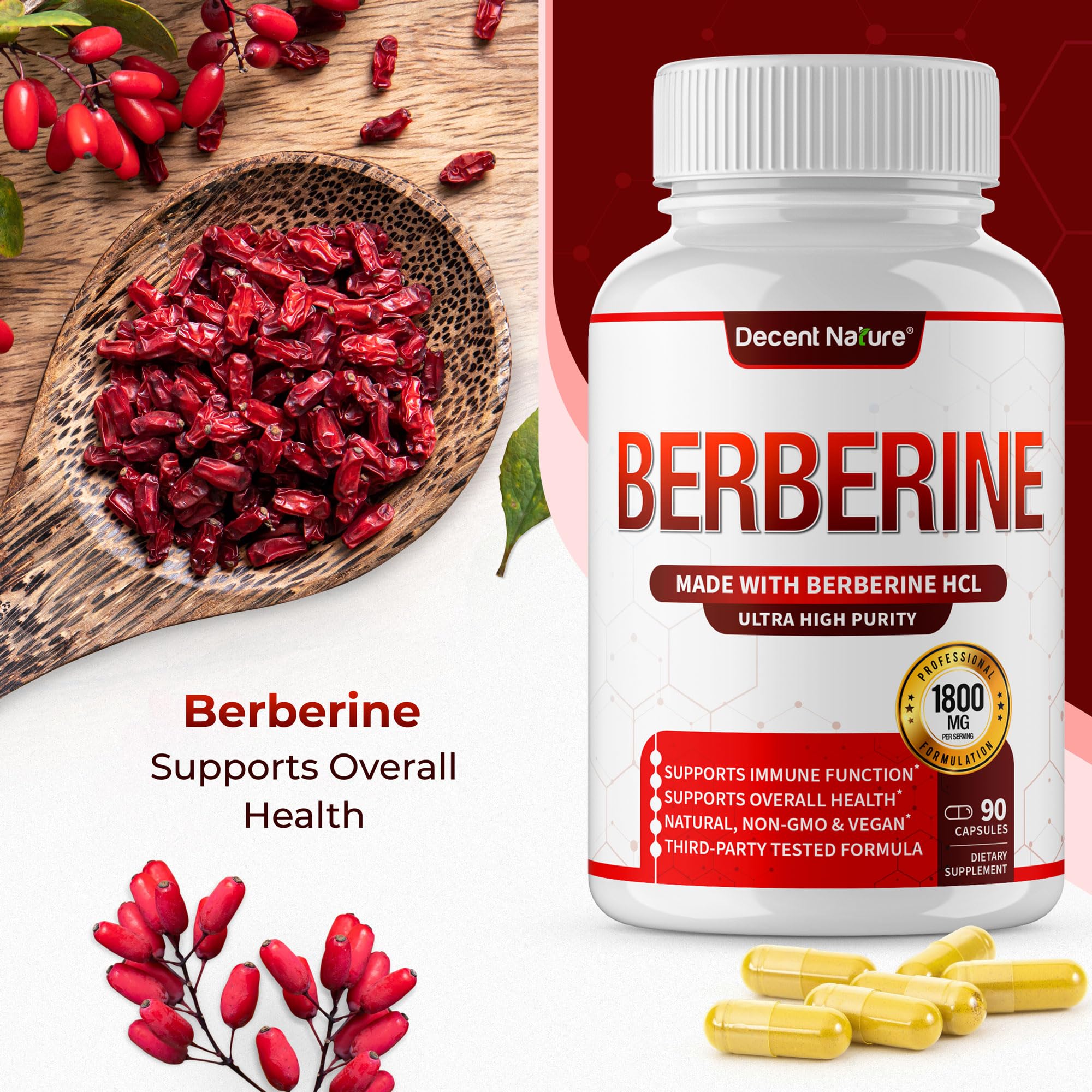 Certificate of third-party testing for DECENT NATURE Berberine HCL.
