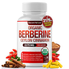 Decent Nature Organic Berberine with Cinnamon bottle for daily energy balance