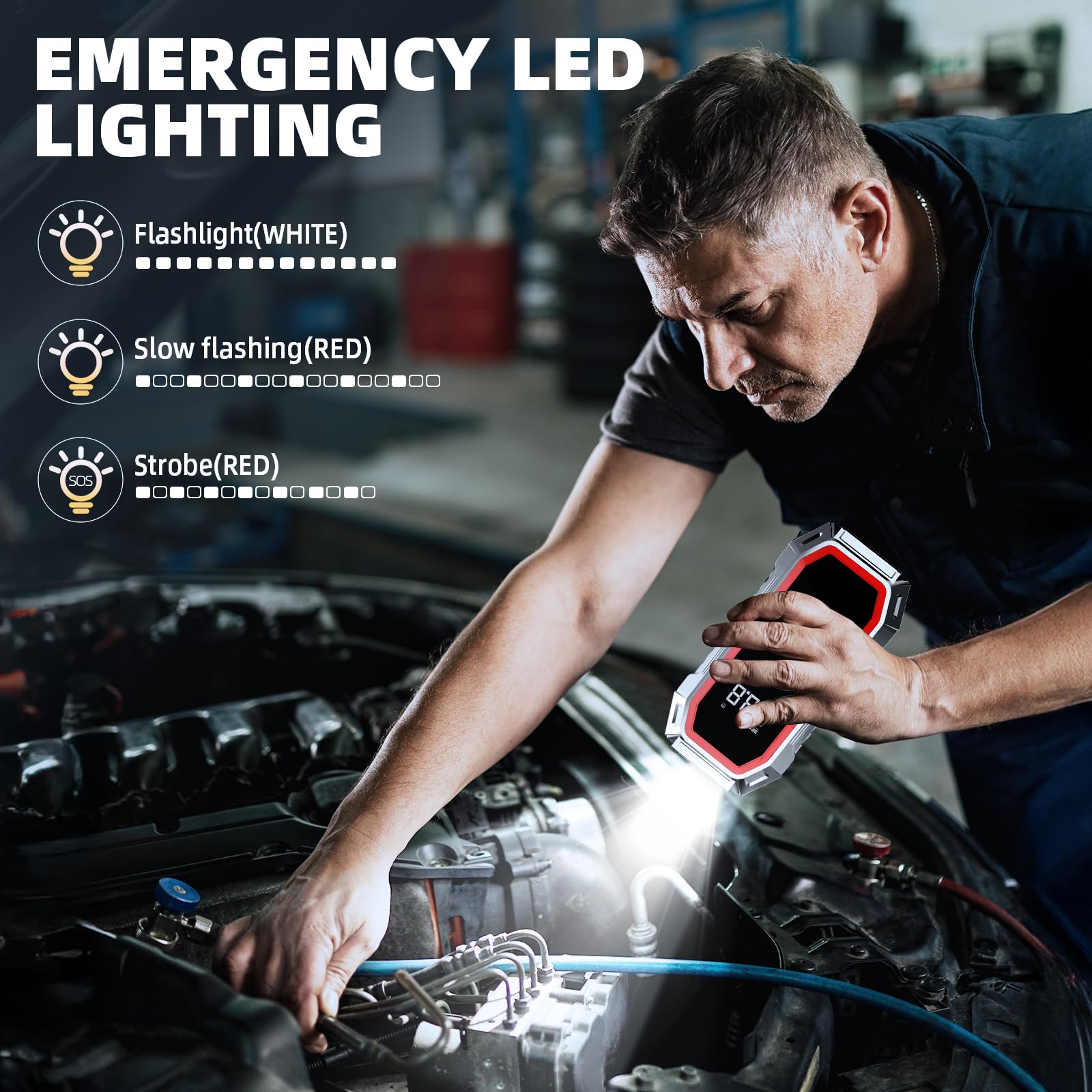 DECHANIE LCD pressure display shows real-time psi and auto shut-off for safe inflation