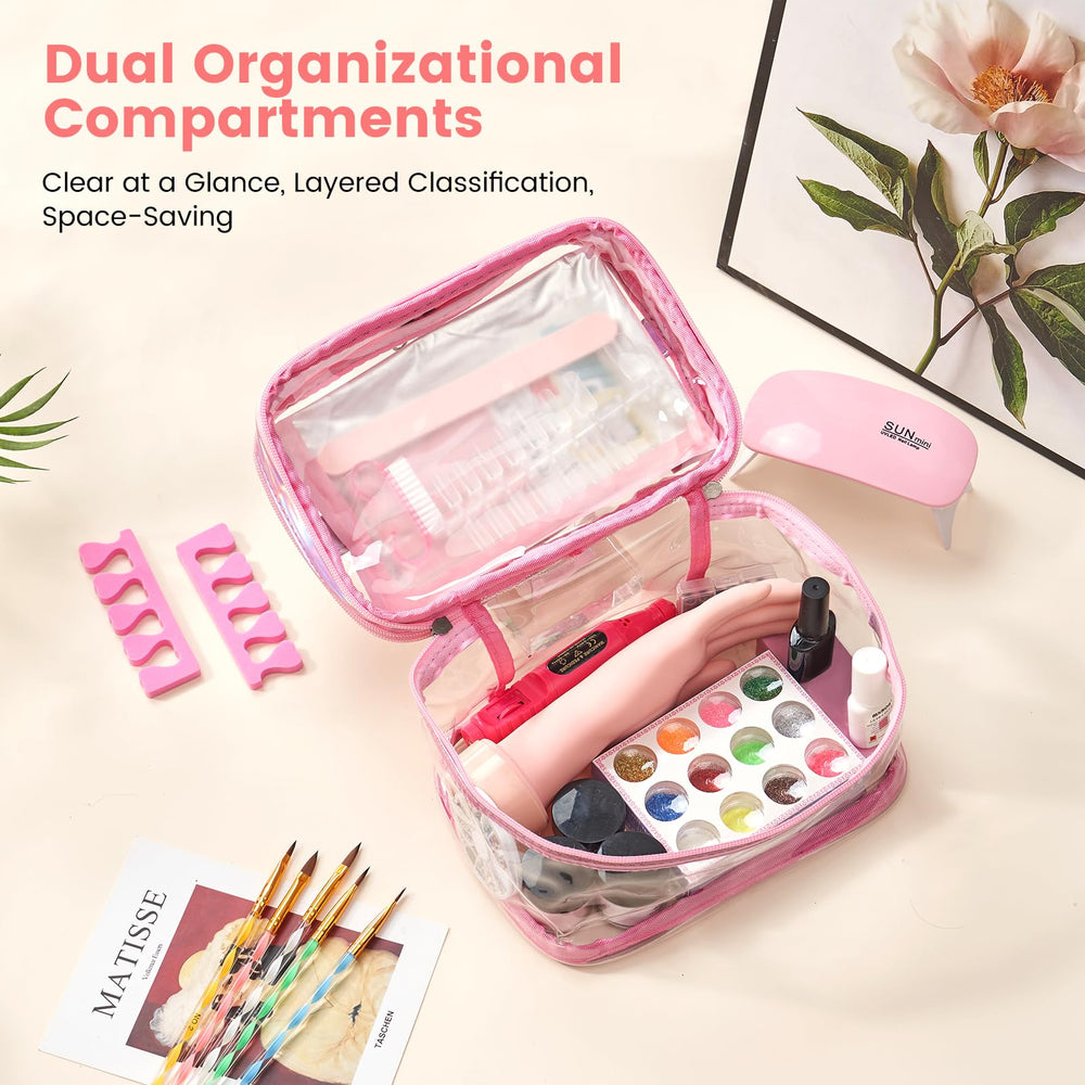 Deciniee double-layer cosmetic bag keeps tools organized and portable