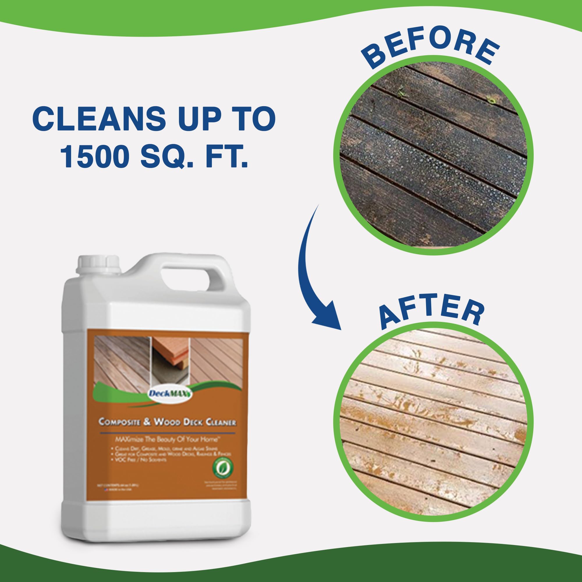Eco-friendly zero VOC formula from DeckMAX deck cleaner