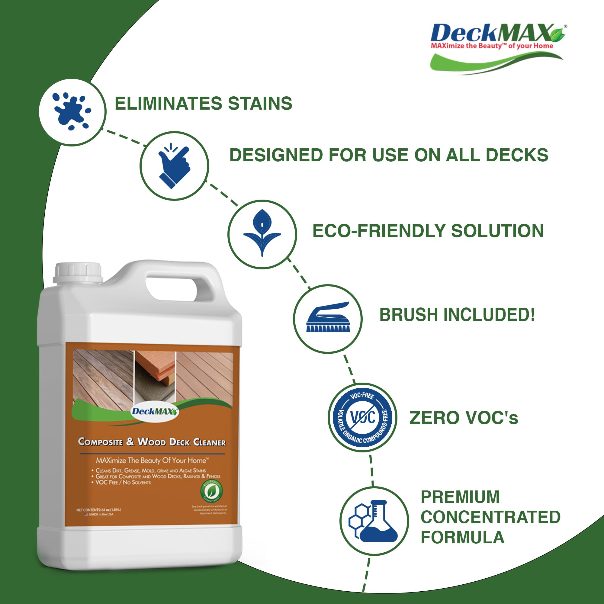 DeckMAX Premium deck cleaner kit natural bristle brush for deep cleaning