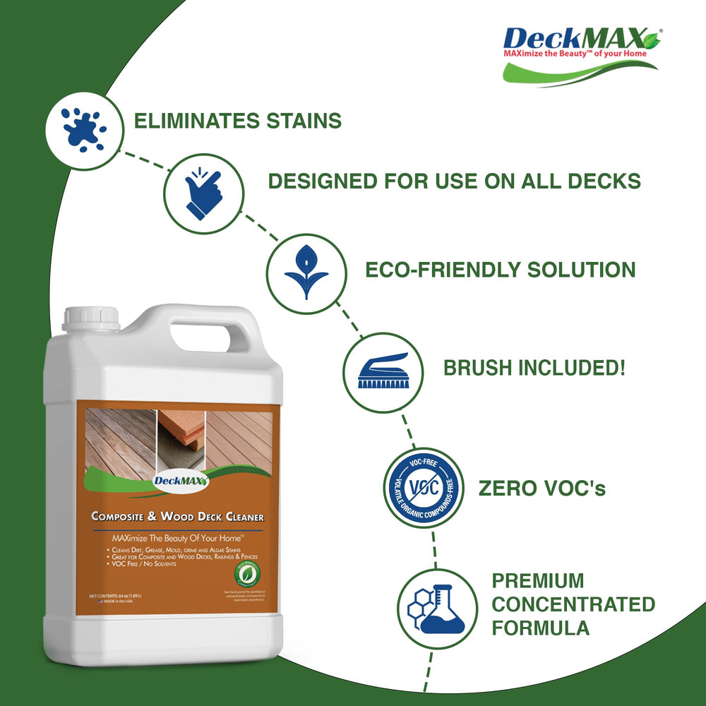 DeckMAX Premium deck cleaner kit natural bristle brush for deep cleaning