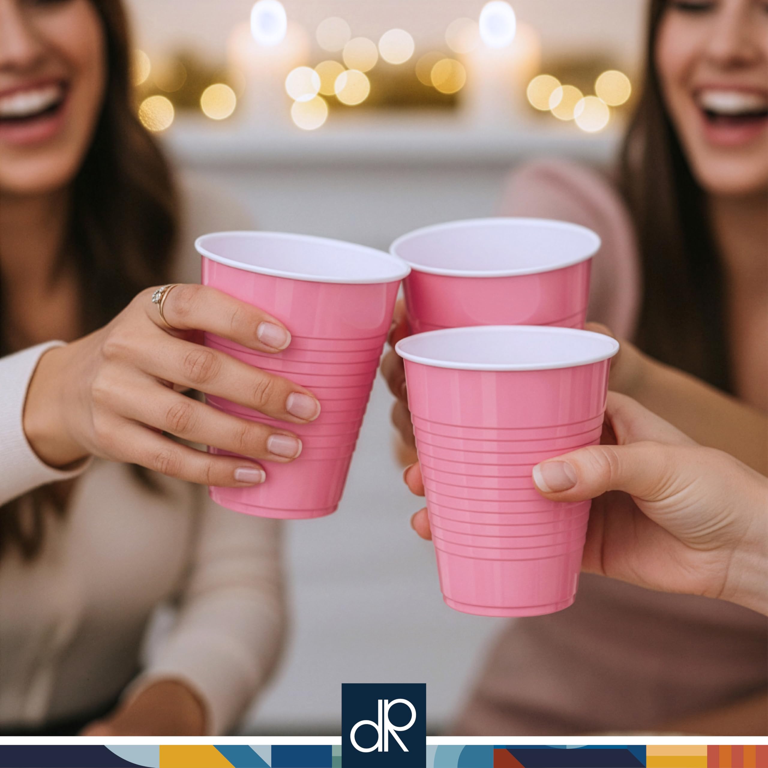 DecorRack 40-count pink cups neatly stacked for quick setup.