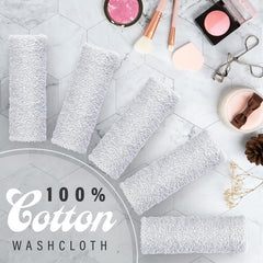 DecorRack washcloth white-12x12 close-up ideal for bath time and skincare.