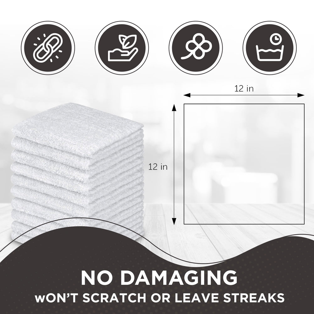 DecorRack washcloth white-kitchen-12x12 close-up ideal for drying dishes and counters.
