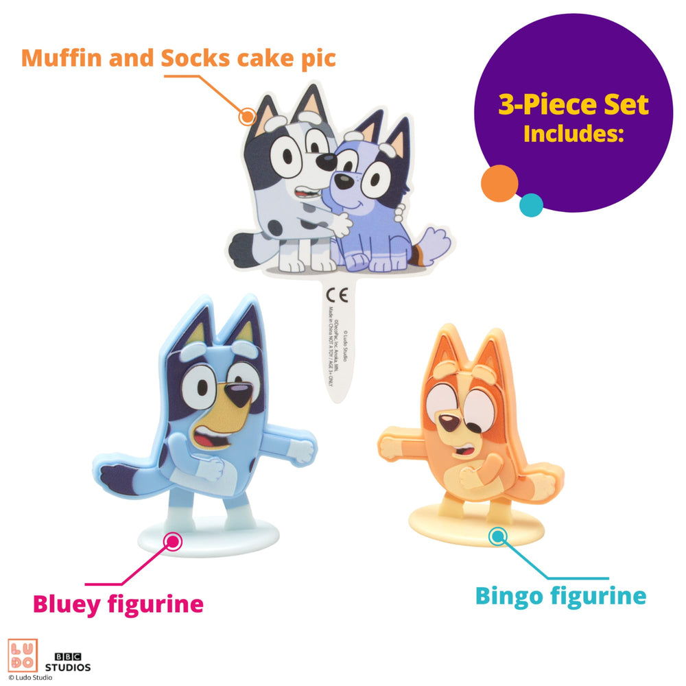 Durable DecoSet Bluey Dance Mode toppers suitable for cupcakes and cakes