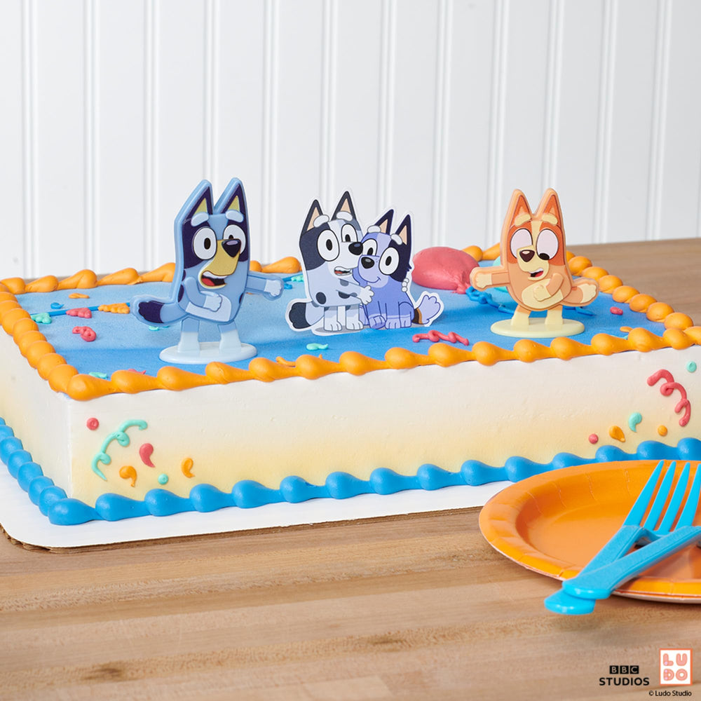 DecoSet Bluey Dance Mode toppers, durable and reusable for parties