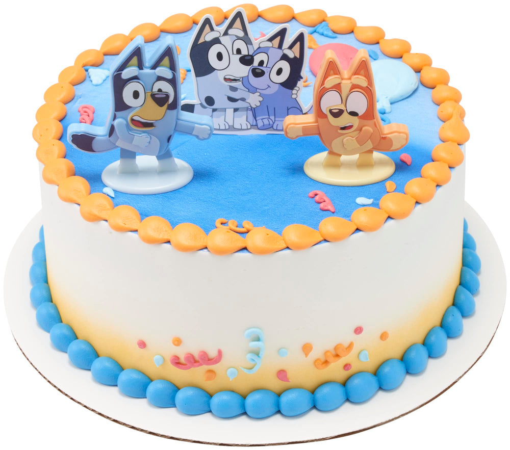 Bluey Dance Mode cake toppers enhancing dessert displays