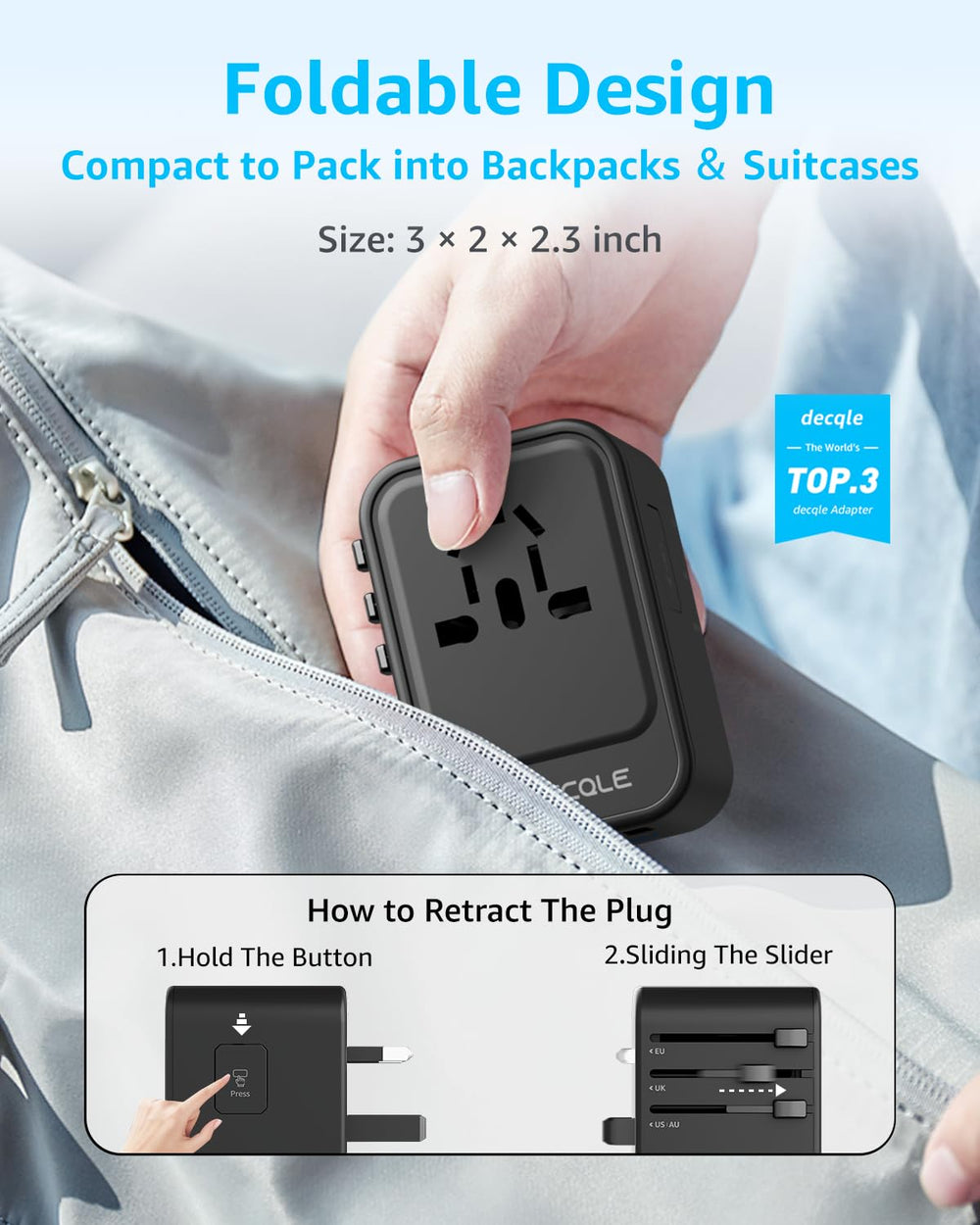 compact travel cube design fits in a travel bag