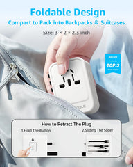 decqle universal travel adapter multi-port charging supports simultaneous devices with smart distribution