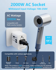 decqle universal travel adapter with PD 20W USB-C ports for fast phone charging on the go