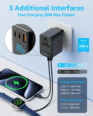 decqle USB-C and USB-A ports enable PD 20W fast charging