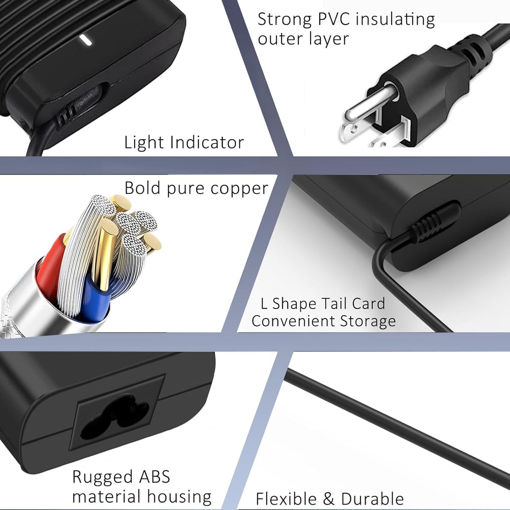 DECSZDY Dell charger includes cord for immediate plug-and-use replacement.