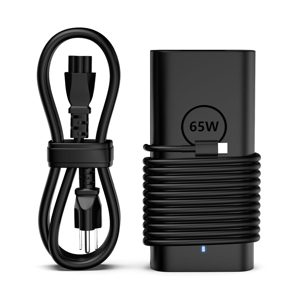 DECSZDY Dell 65W USB-C charger front view powers XPS and Latitude devices.