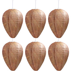 DECYOOL 6-pack paper wasp nest decoys deter wasps from nesting nearby.