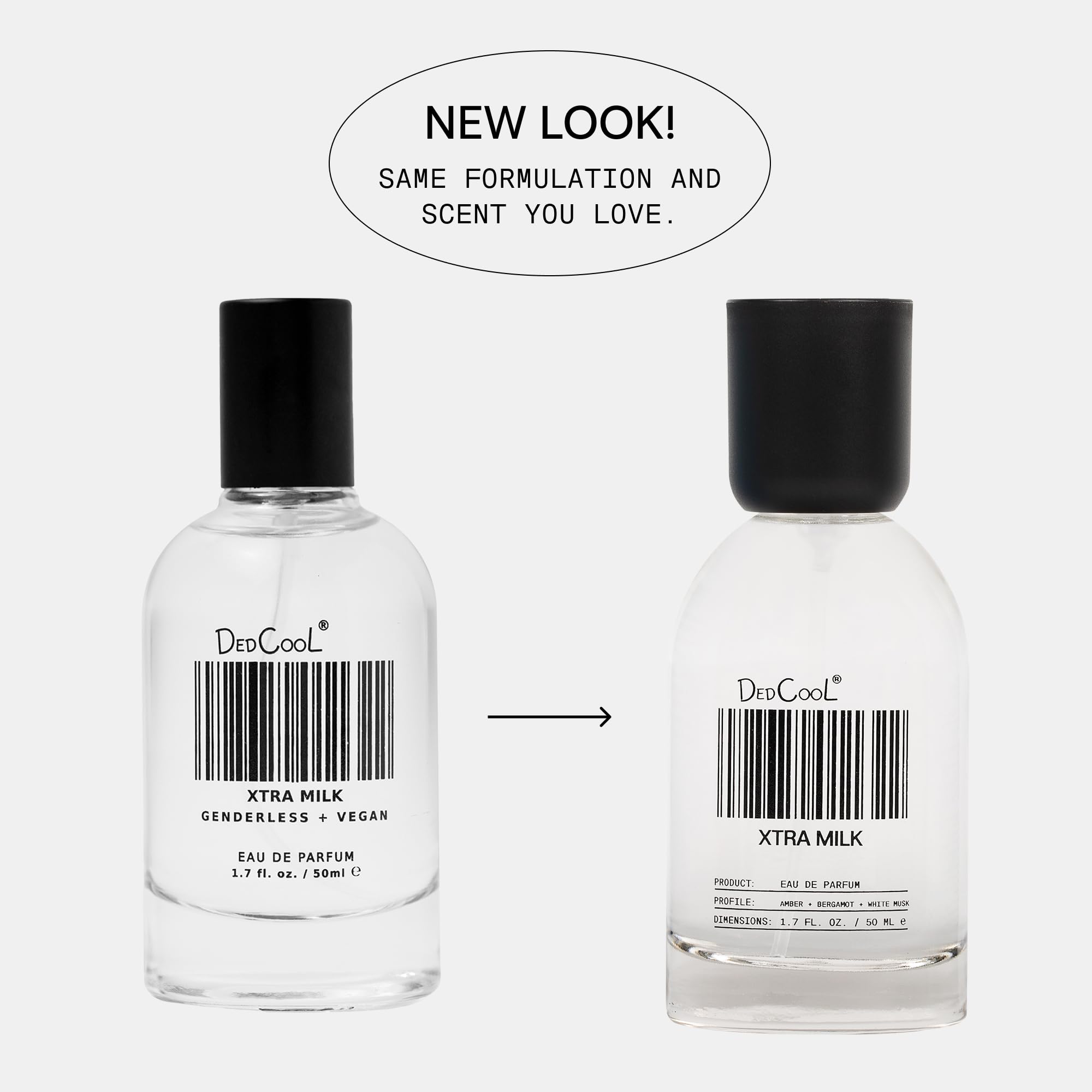 DedCool Xtra Milk front label highlights bergamot, white musk, amber notes.