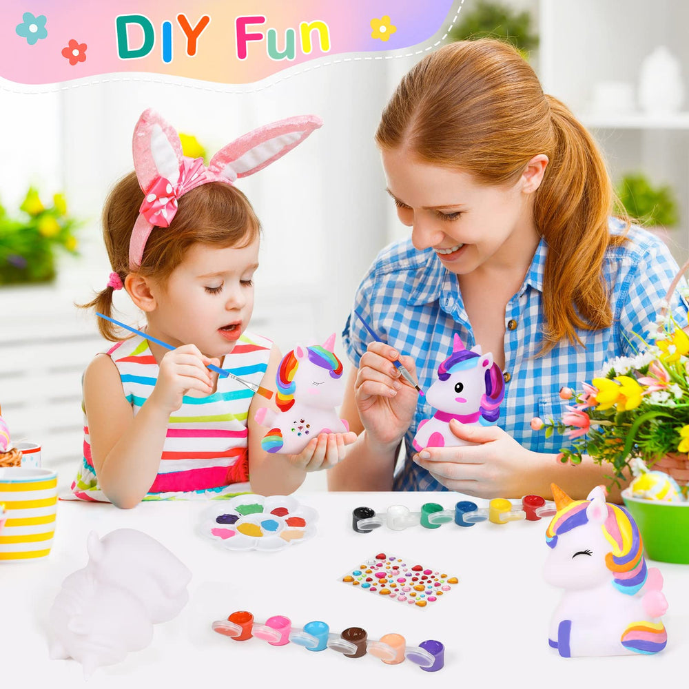 Dededa Unicorn painting kit includes 12 paint pots and brushes for rich colors