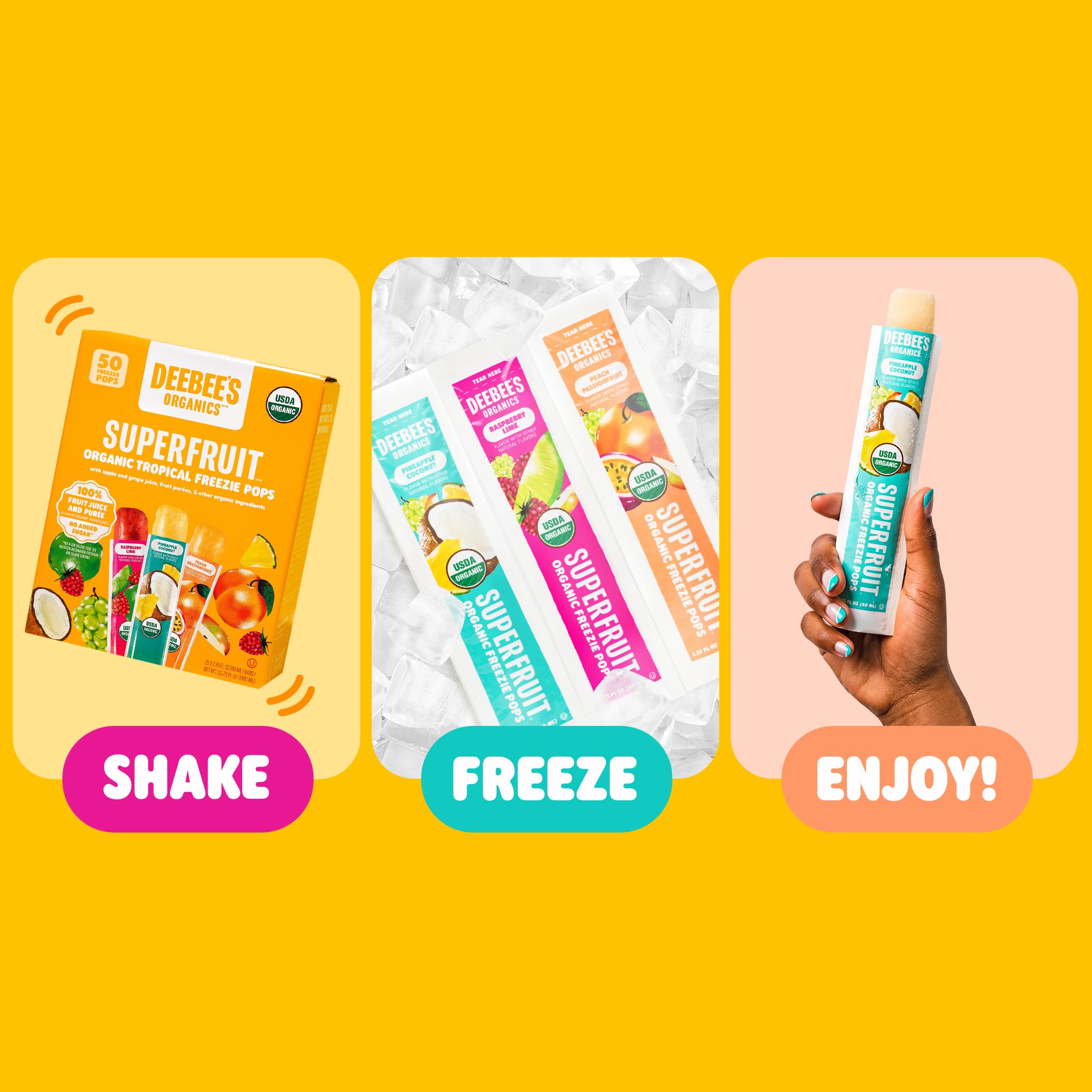 Deebee's Freezie Pops Pack-50 demonstrates convenient, kid-friendly snacks for busy days.