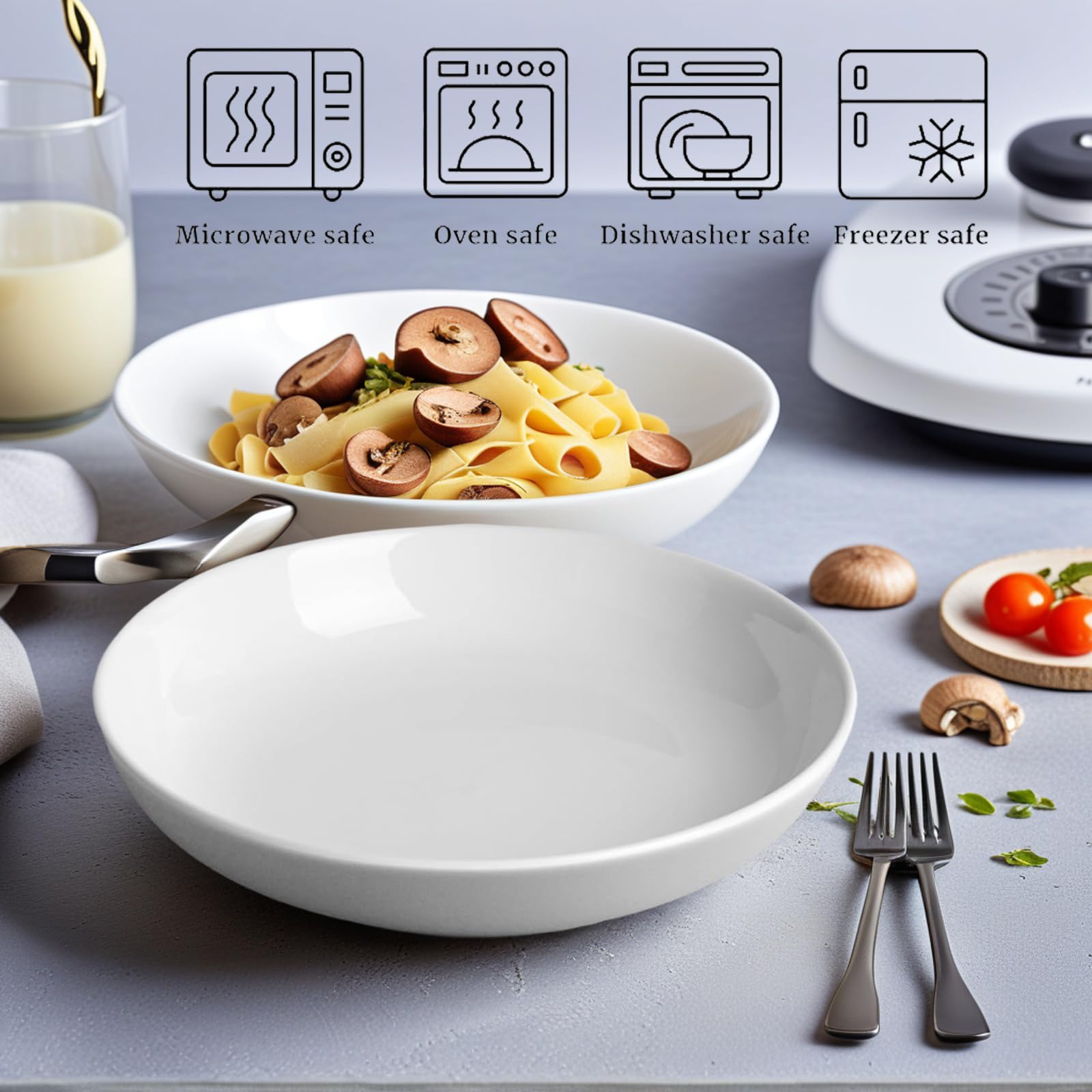 DeeCoo 30 oz bowls suit pasta, soups, cereals, and salads.