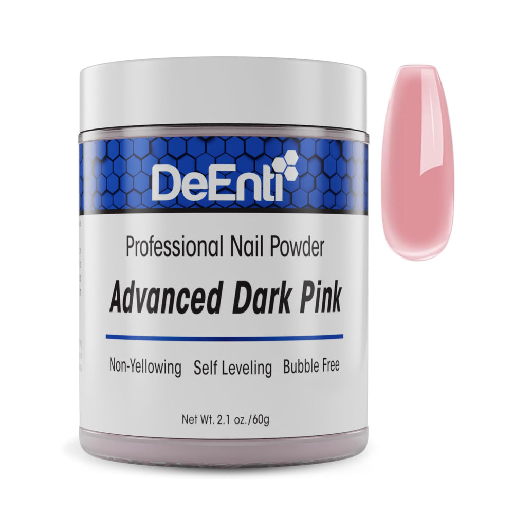 DeEnti acrylic nail powder 2oz dark pink bottle, ideal for durable overlays