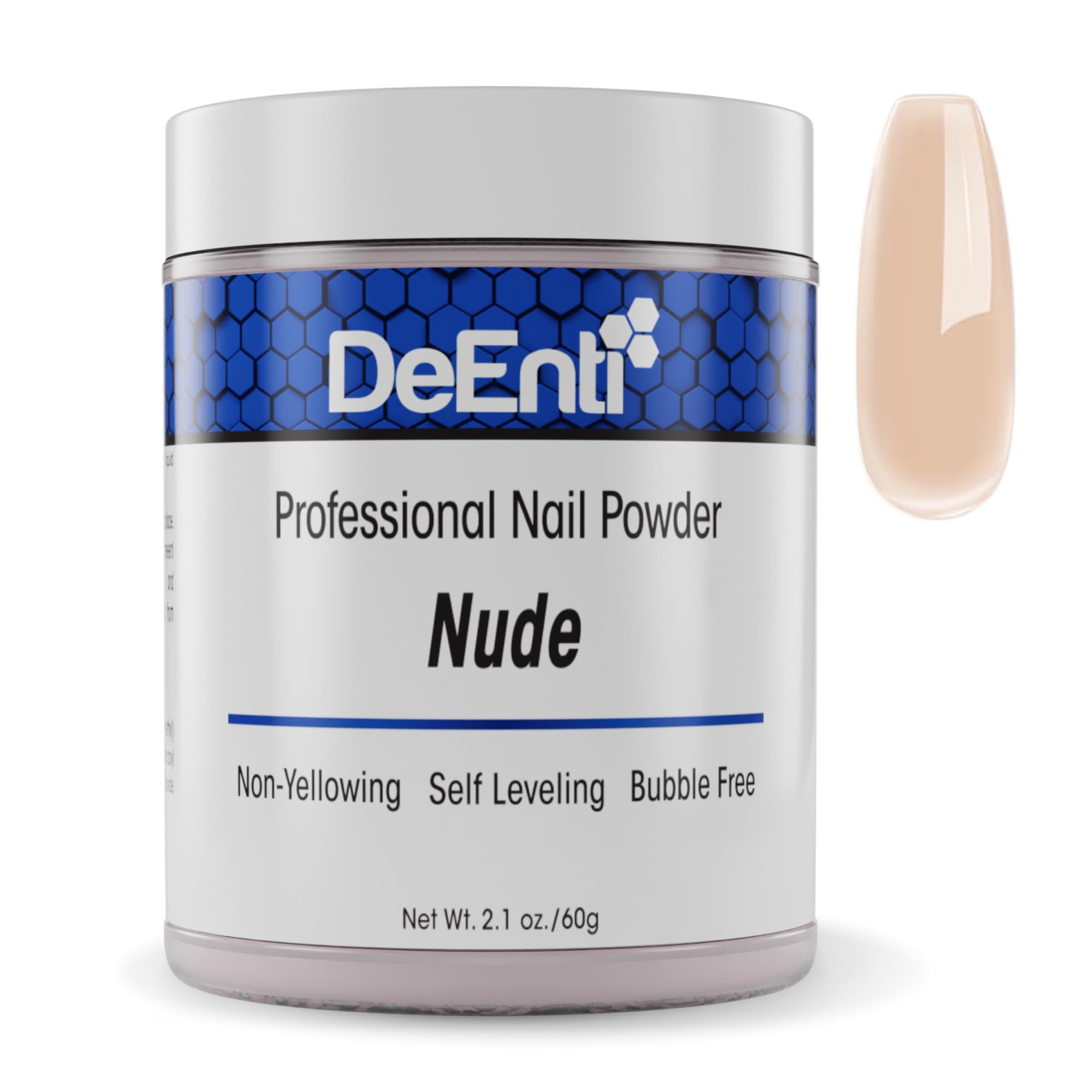 DeEnti nude acrylic powder in a 2oz jar for salon-quality at-home manicures.