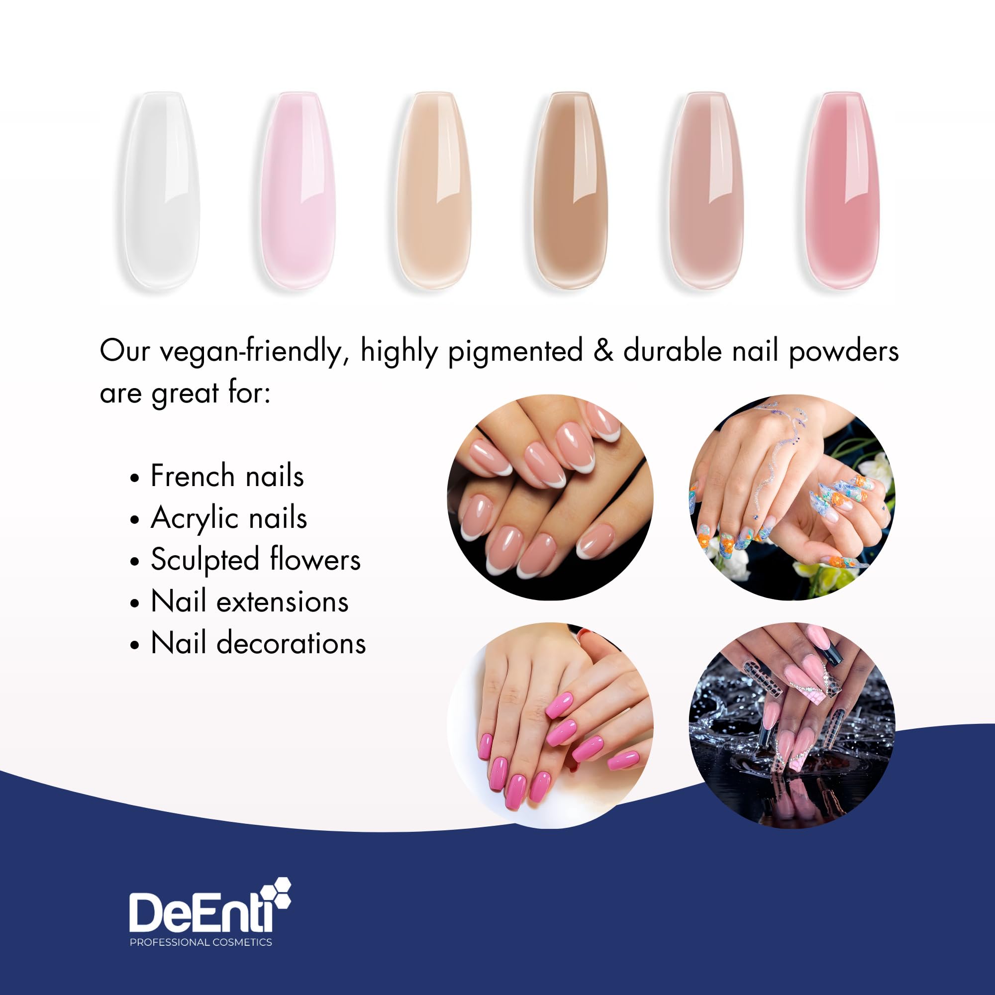 Beginner-friendly DeEnti nude powder for easy DIY nail art.