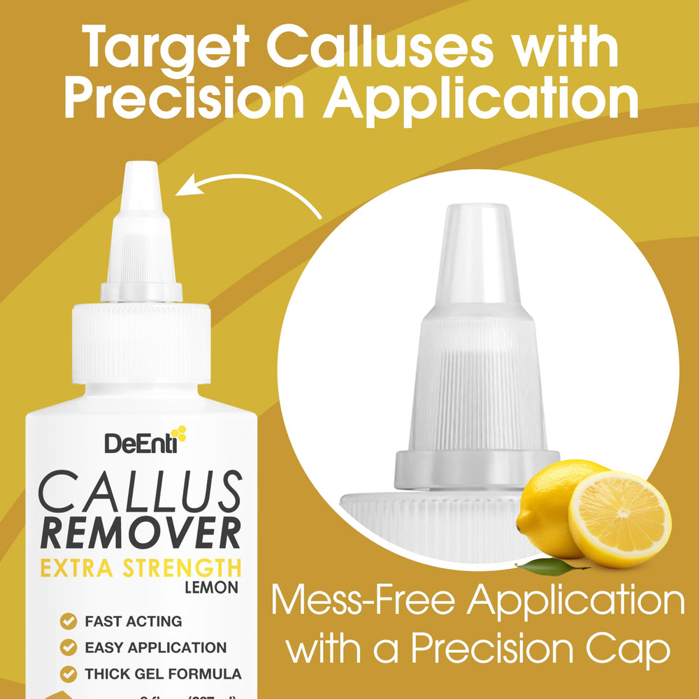 DeEnti Callus Remover waiting 3-5 minutes to soften calluses.