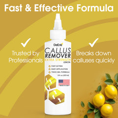 DeEnti Callus Remover cap-dispense cone enables precise application for targeted callus care.