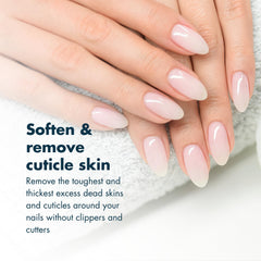 Quick-softening action helps reduce thick cuticles and smooth nails.