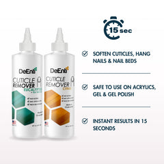 DeEnti Cuticle Softener gel applied around nails for easy push-back