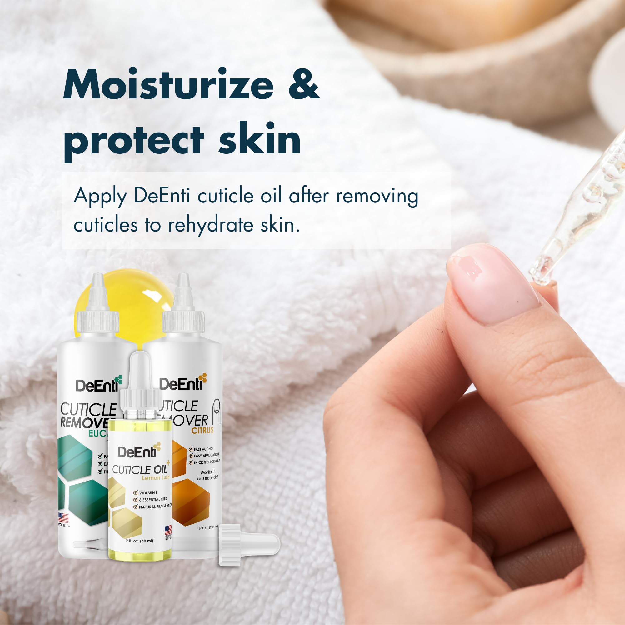 DeEnti Safe formula for natural, acrylic, and gel nails during cuticle work