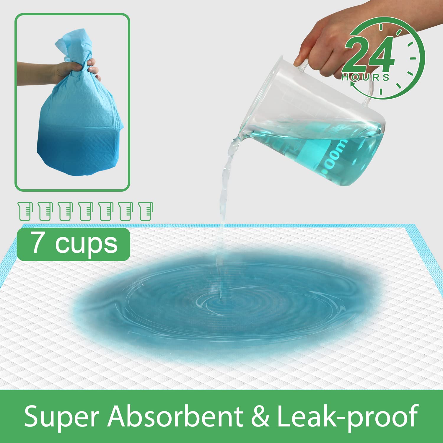 Deep Dear leak-proof backing layer protects floors and furniture.