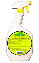 Deer Out ready-to-use spray bottle in yard protects vegetables and shrubs