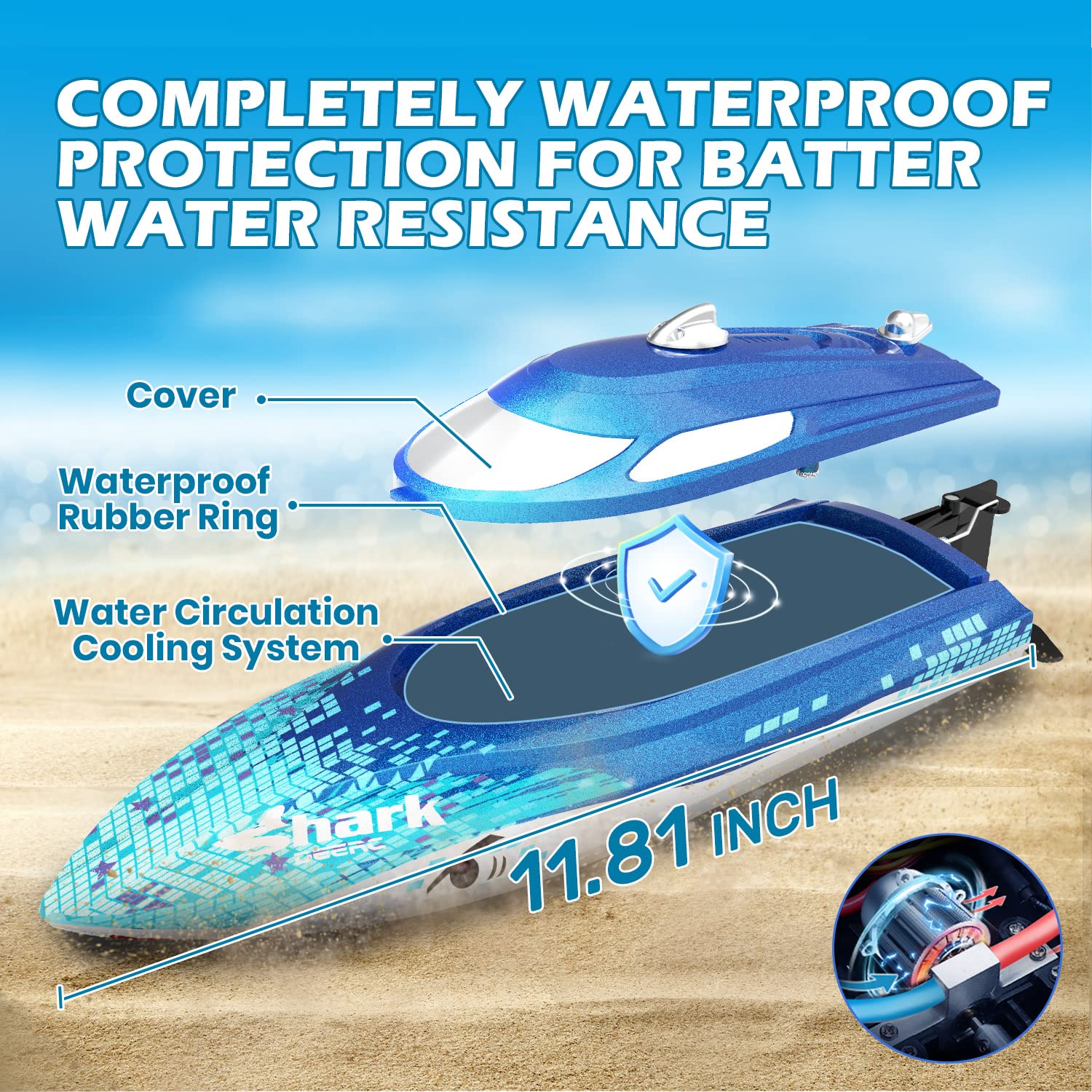 DEERC RC boat reaches 20 mph for quick lake or pool thrills
