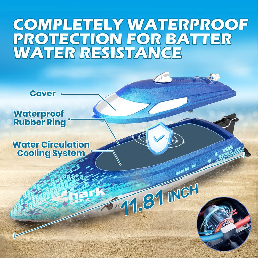 DEERC RC boat reaches 20 mph for quick lake or pool thrills