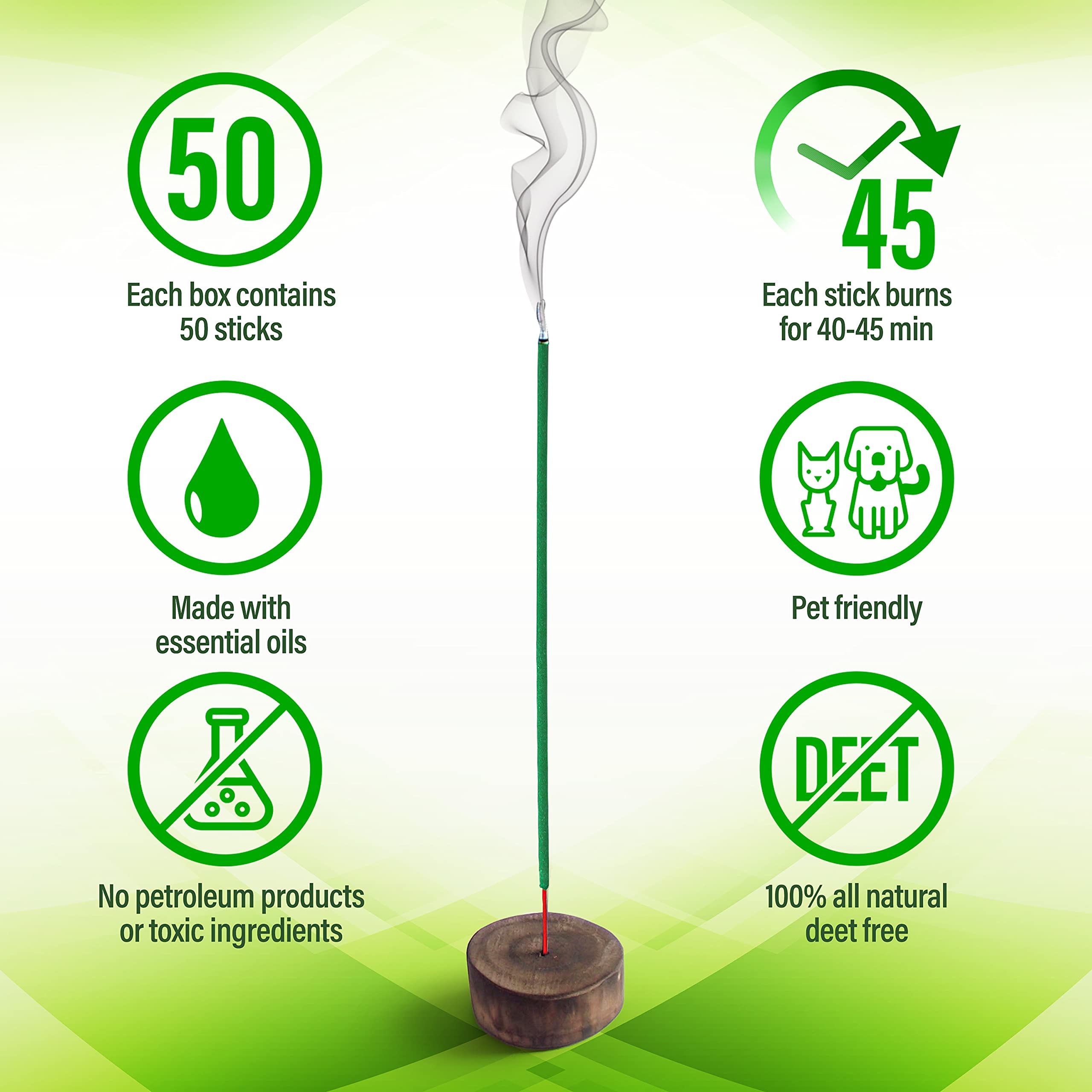 DEARTAGNAN Mosquito Incense Sticks are DEET-free and pet-friendly in outdoor settings.