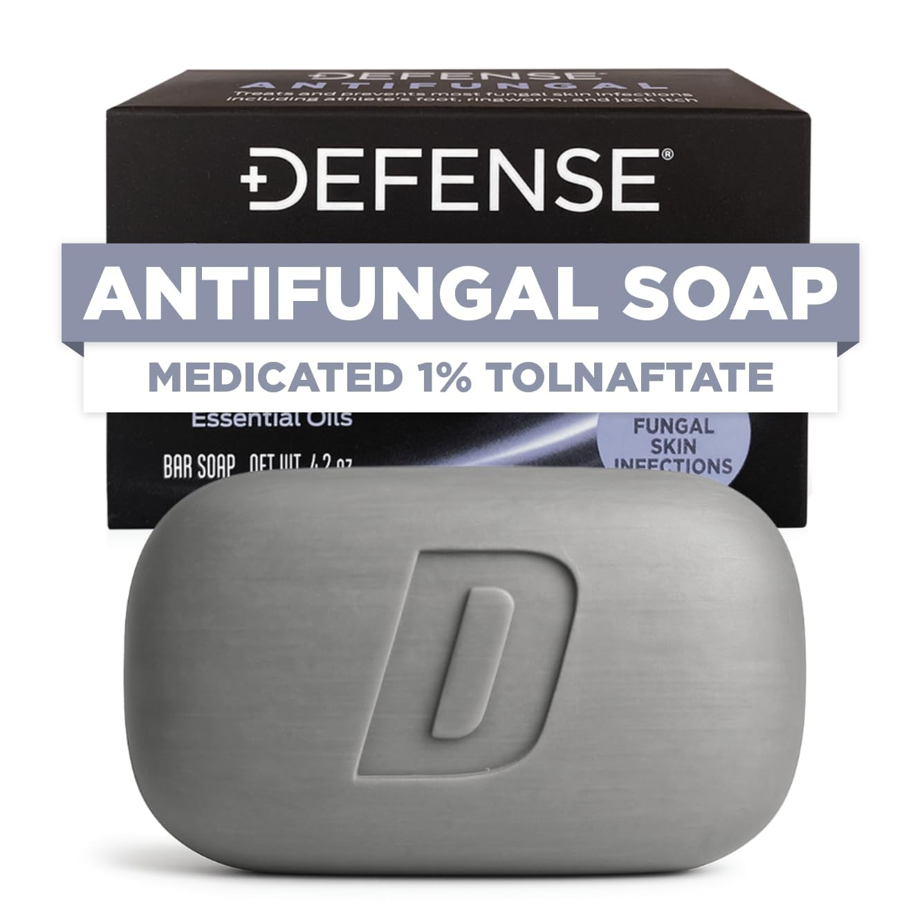 Defense Soap antifungal bar soap front view for quick cleansing against common skin fungi.