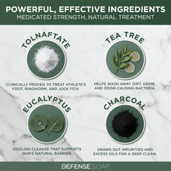 Defense Soap bar lather close-up showing cleansing action