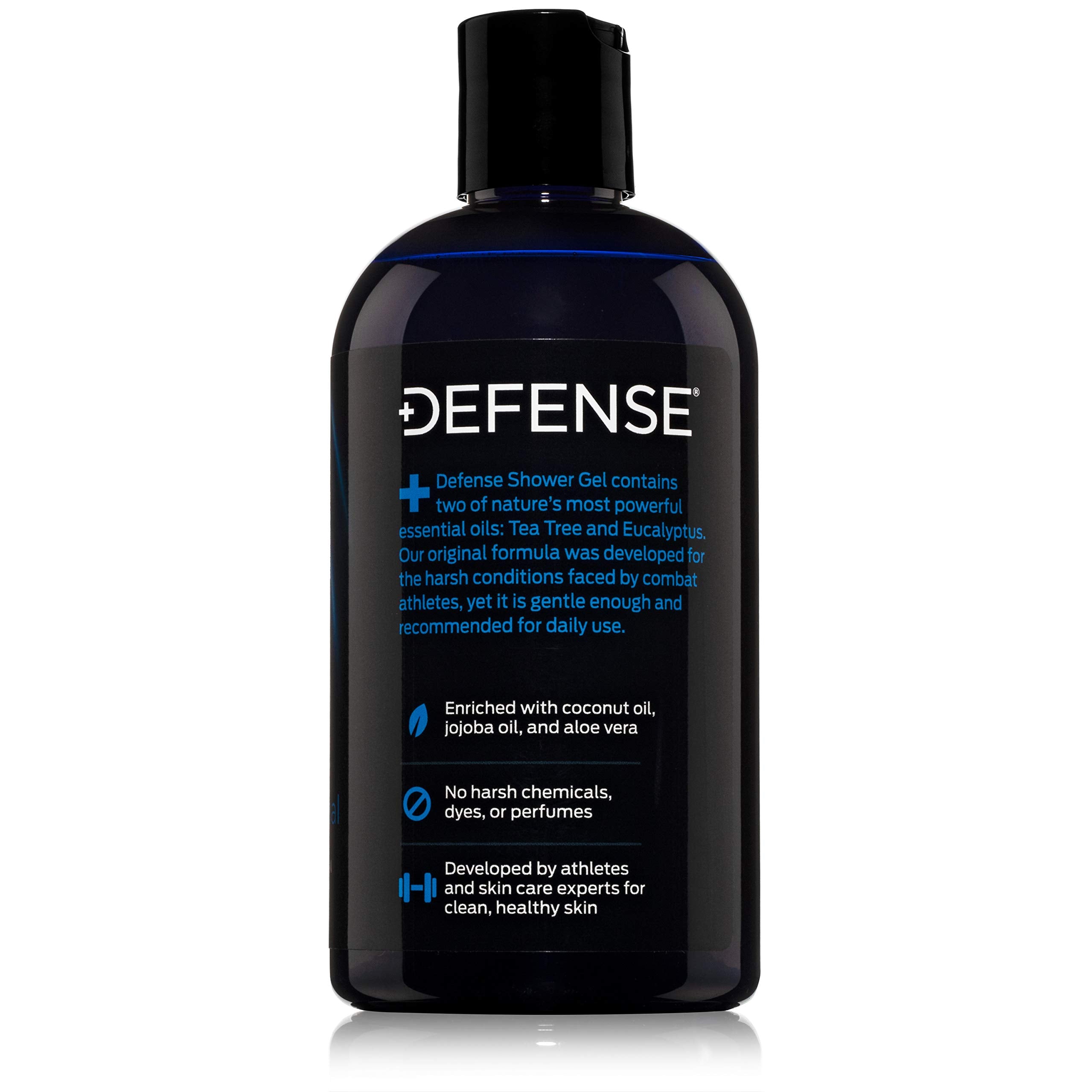 Creamy lather of Defense Soap Tea Tree Body Wash during a shower