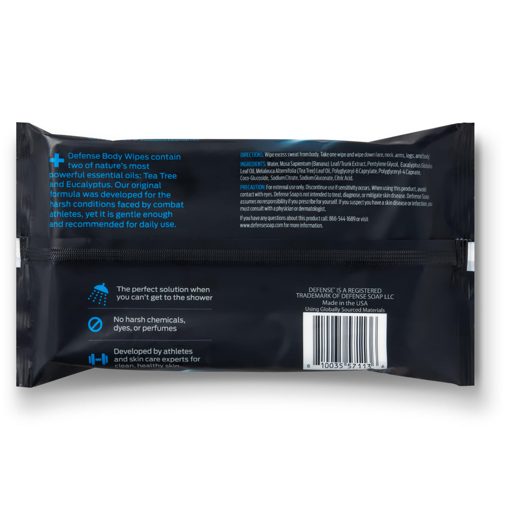 Defense Soap wipes in gym bag ready for post-workout refresh