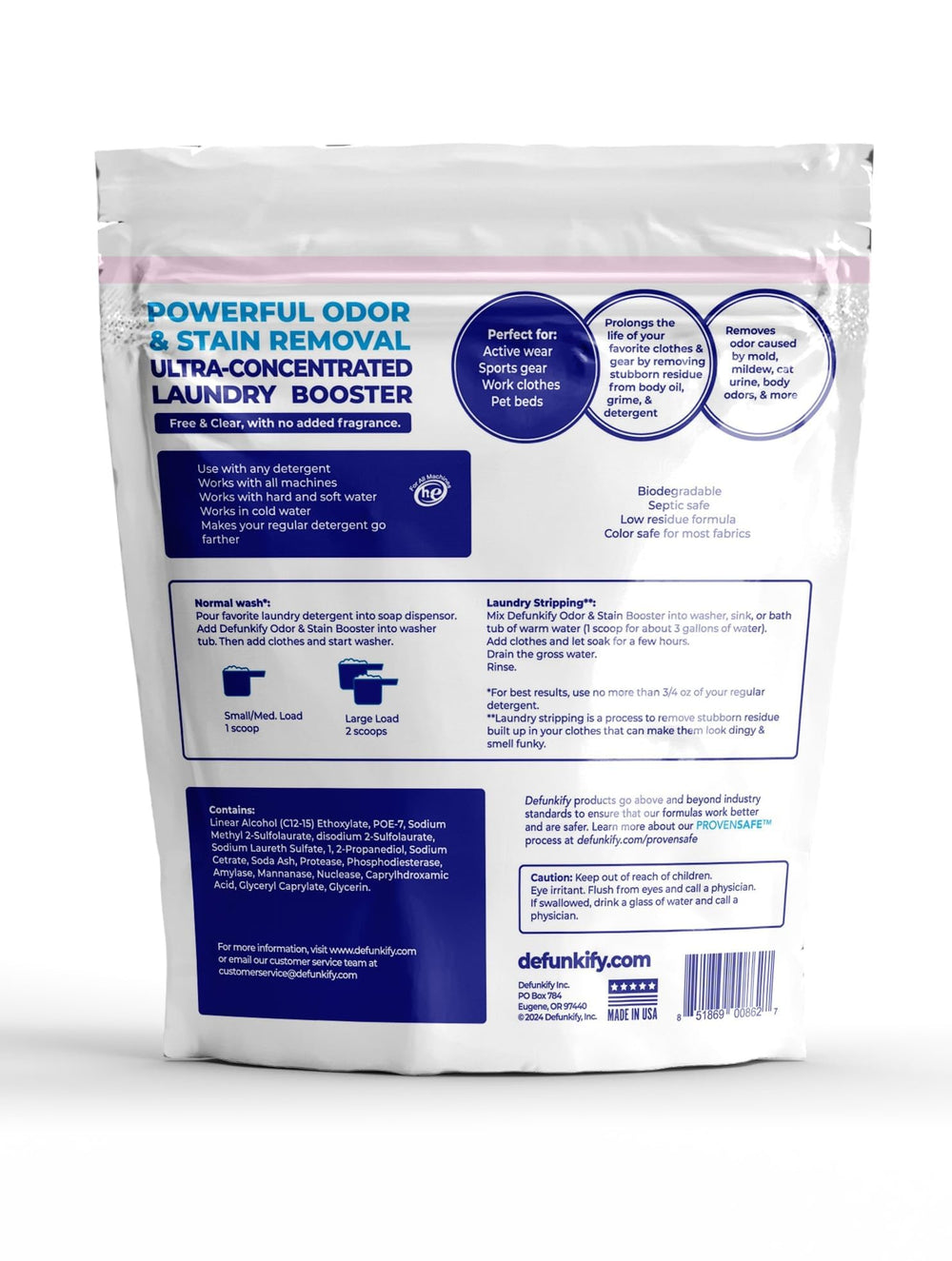 DEFUNKIFY label and ingredients closeup communicates transparency and safer cleaning