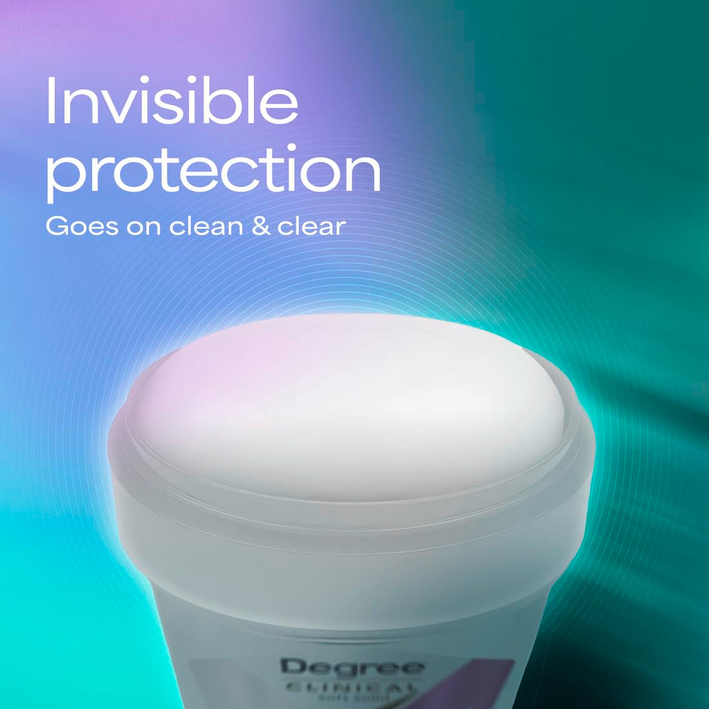 Degree Clinical 5X peony-soft finish gives a smooth feel.