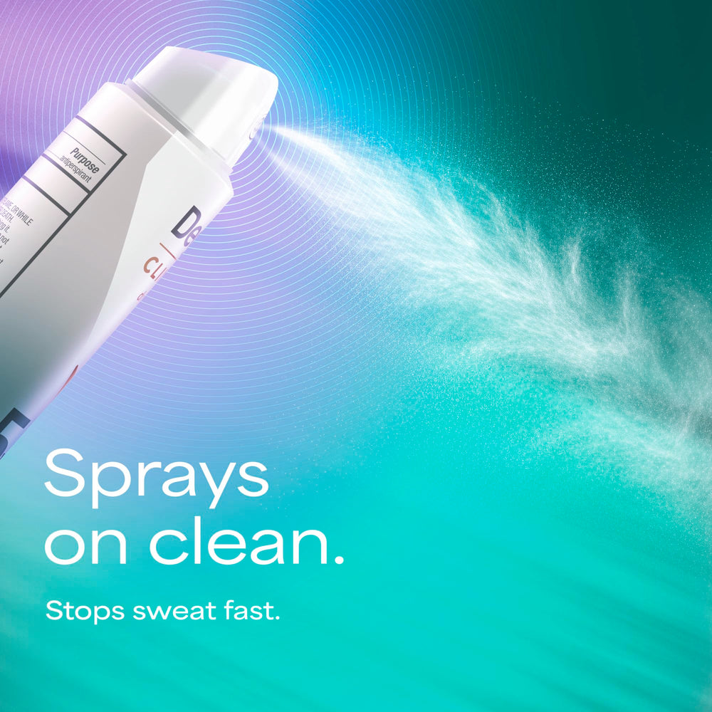 Degree Clinical 5X spray application demonstrates quick coverage for busy mornings.