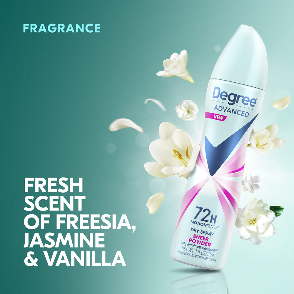 Degree Instant dry application shows no visible residue after spray.