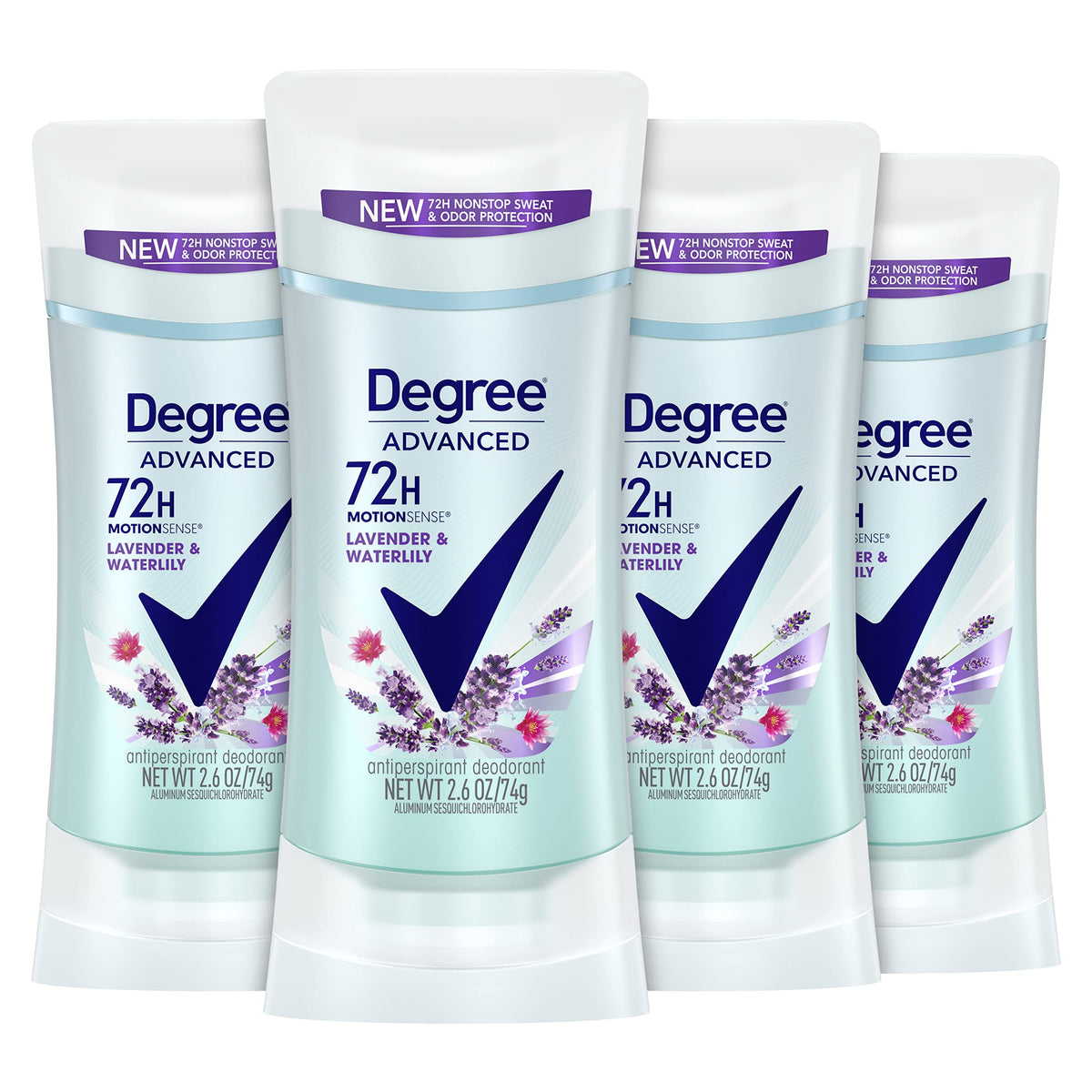 Degree Lavender and Waterlily packaging showing recyclable materials for eco-conscious shoppers
