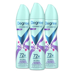 Degree Lavender and Waterlily dry spray can for all-day freshness