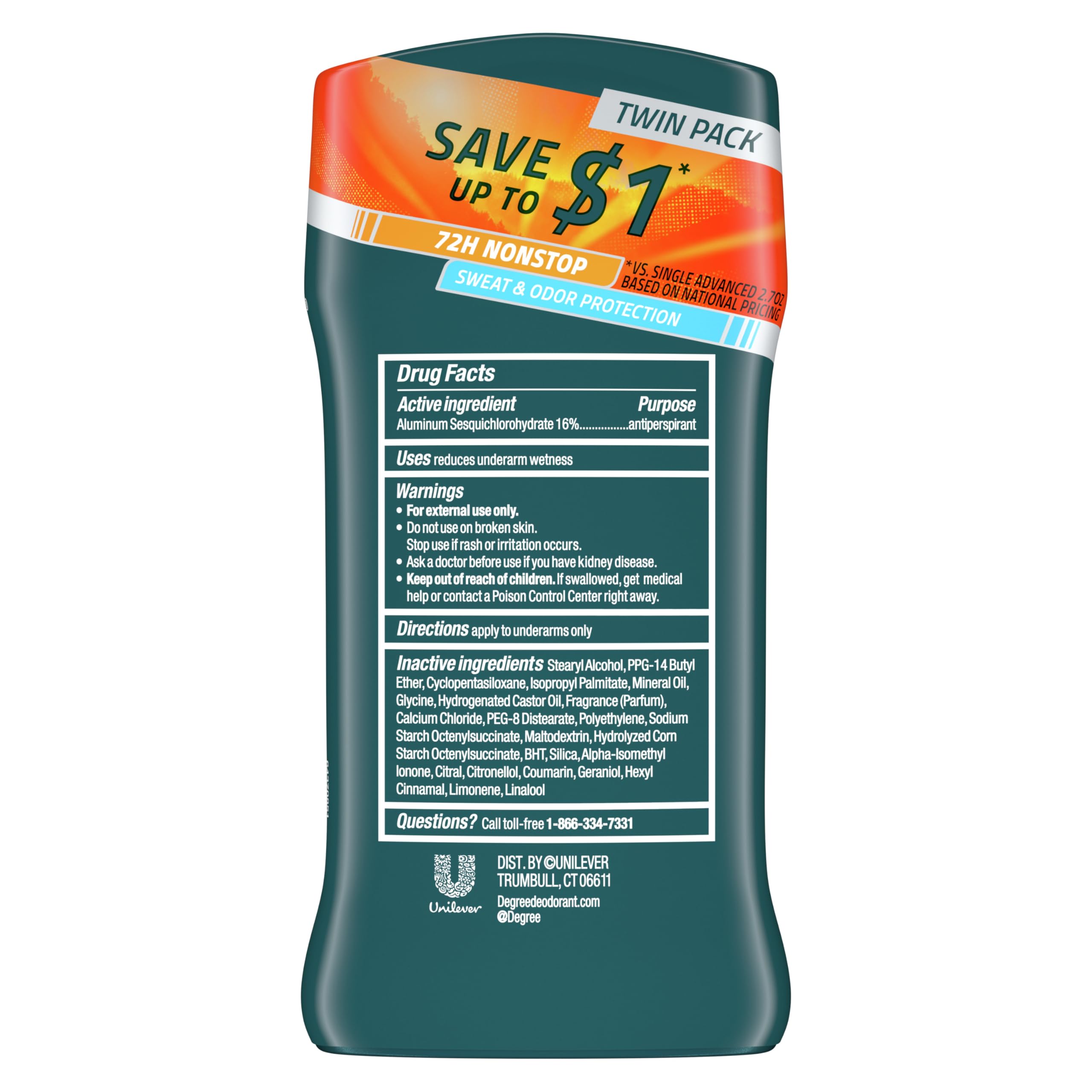 Degree Men 2-pack packaging emphasizing value and continued protection