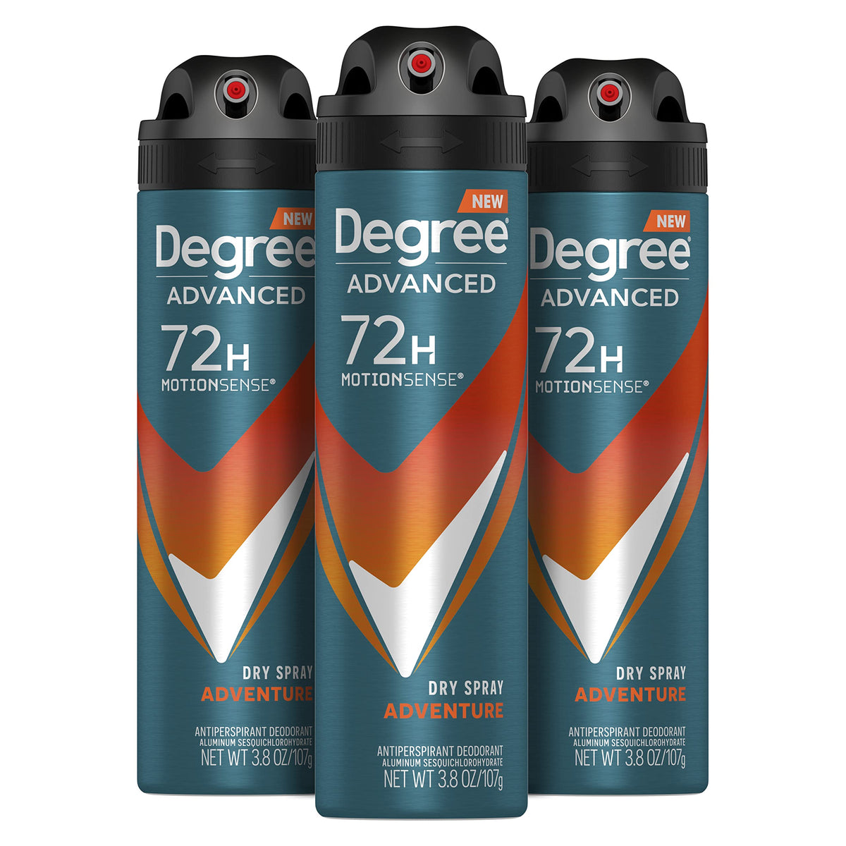 Degree Men Adventure dry spray action showing fast-dry protection during activity
