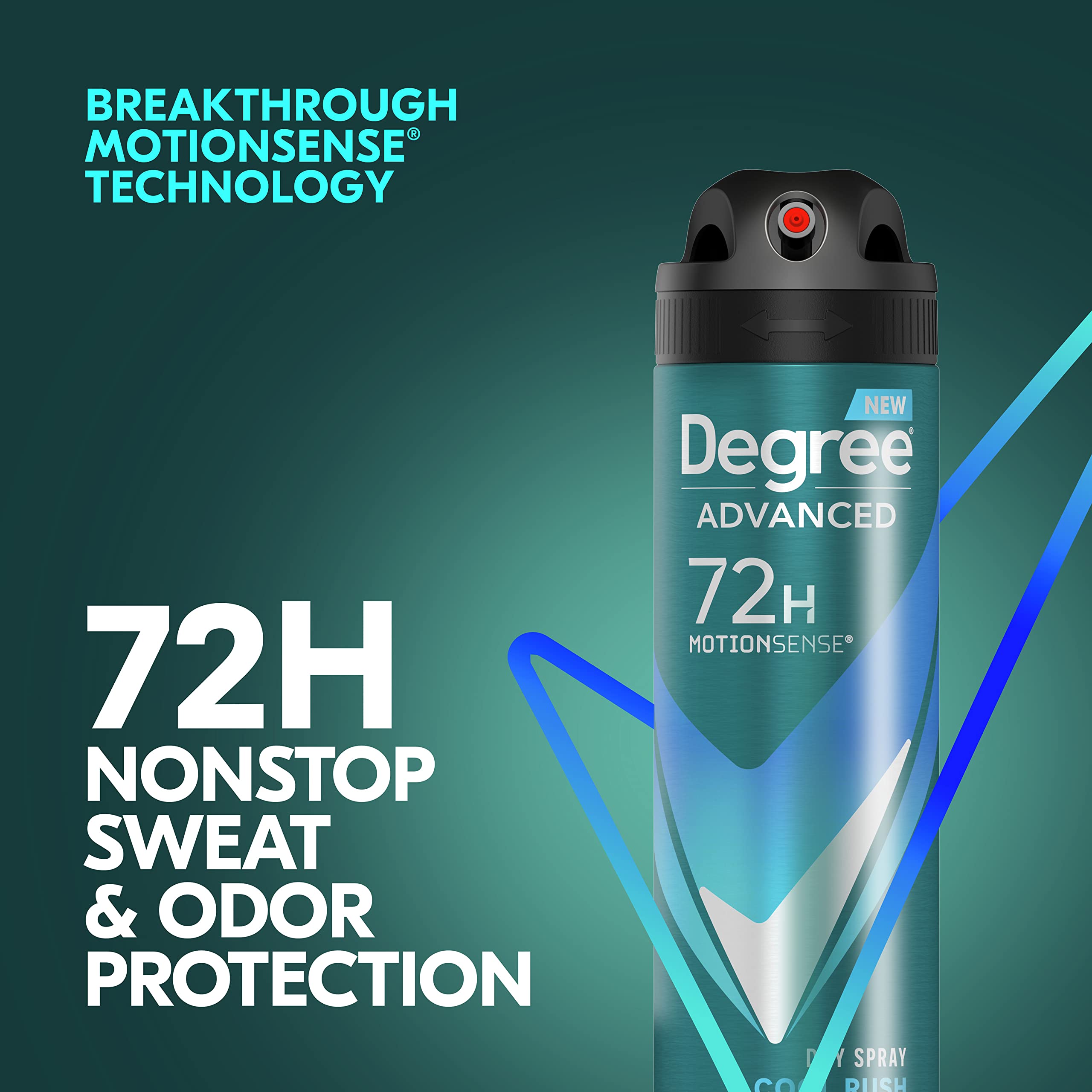 Three-pack Degree Cool Rush dry spray packaging and branding